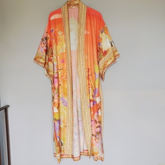 Mermaid Gypsy Madison Boho Floral Kimono Duster Robe - Picture 12 of 13
